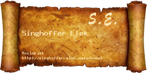 Singhoffer Elek névjegykártya