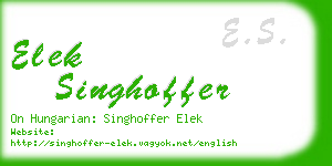 elek singhoffer business card